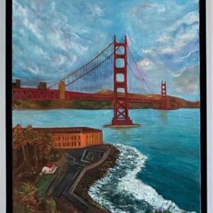 Golden gate Majesty: Iconic bridge in Oil Painting